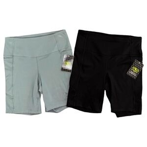 NEW Athletic Works Womens SM Black & Olive Green Bike Shorts Lot Set of 2 Bundle